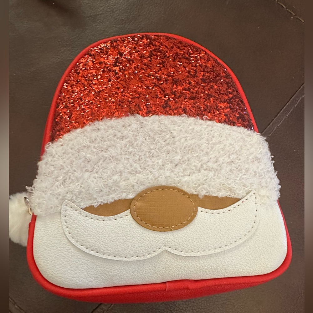 Bath & Body Works Sparkly Red Santa cosmetic bag new